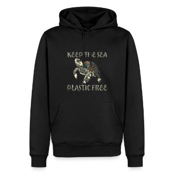 Keep The Sea Plastic Free Schildkröte Motiv - Männer Premium Bio Hoodie - Schwarz - Vorne - Nico (187cm)