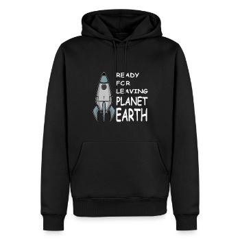 Leaving Planet Earth, Rakete im Weltraum, Shirt - Männer Premium Bio Hoodie - Schwarz - Vorne - Nico (187cm)