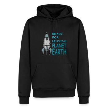 Leaving Planet Earth, Rakete im Weltraum, Shirt - Männer Premium Bio Hoodie - Schwarz - Vorne - Nico (187cm)
