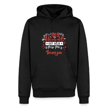 Cadeau Homme déja pris par Inaya - Sweat à capuche Premium bio Homme - noir - Devant - Nico (187cm)