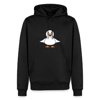 Humour petit mouette - Sweat à capuche Premium bio Homme - noir - Devant - Nico (187cm)