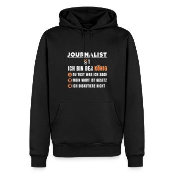Cadeau de journaliste - Je suis le roi - Sweat à capuche Premium bio Homme - noir - Devant - Nico (187cm)
