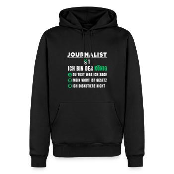 Journalist Geschenk - Ich bin der König - Männer Premium Bio Hoodie - Schwarz - Vorne - Nico (187cm)