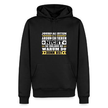 Journalists don't argue - Men’s Premium Organic Hoodie - black - Front - Nico (187cm)