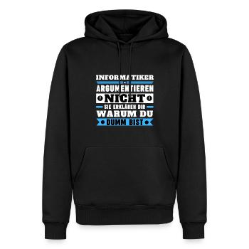 Les informaticiens ne discutent pas - Sweat à capuche Premium bio Homme - noir - Devant - Nico (187cm)
