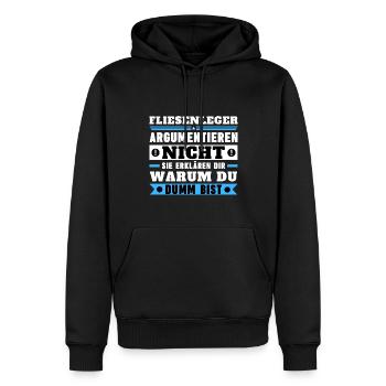Les carreleurs ne discutent pas - Sweat à capuche Premium bio Homme - noir - Devant - Nico (187cm)