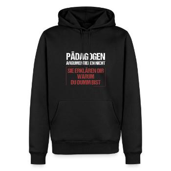 Educators don’t argue - Men’s Premium Organic Hoodie - black - Front - Nico (187cm)