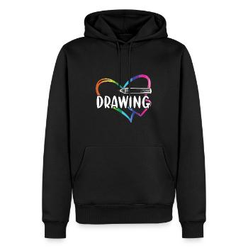 Drawer Heart Drawing - Männer Premium Bio Hoodie - Schwarz - Vorne - Nico (187cm)