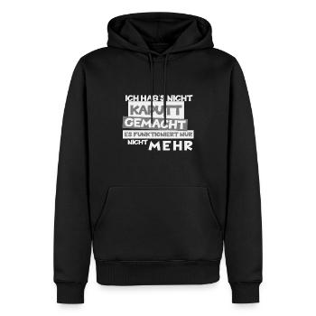 Witziges "Ich hab's nicht kaputt gemacht" Design - Männer Premium Bio Hoodie - Schwarz - Vorne - Nico (187cm)