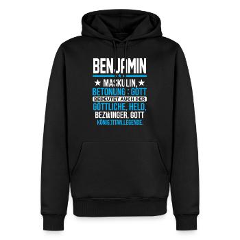BENJAMIN - Titan - Männer Premium Bio Hoodie - Schwarz - Vorne - Nico (187cm)