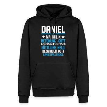 DANIEL - Titan - Männer Premium Bio Hoodie - Schwarz - Vorne - Nico (187cm)