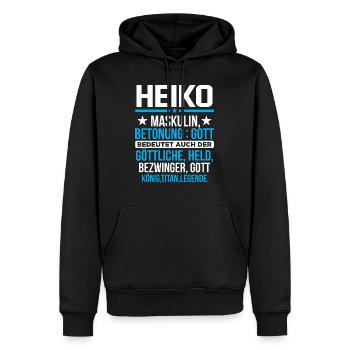HEIKO - Titan - Männer Premium Bio Hoodie - Schwarz - Vorne - Nico (187cm)