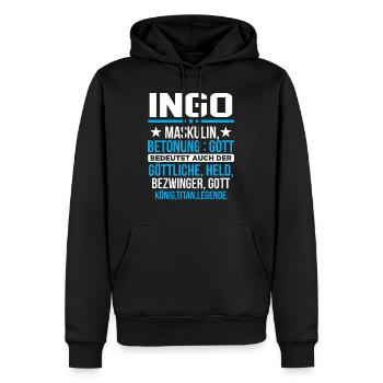 INGO - Titan - Männer Premium Bio Hoodie - Schwarz - Vorne - Nico (187cm)