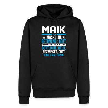 MAIK - Titan - Männer Premium Bio Hoodie - Schwarz - Vorne - Nico (187cm)