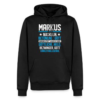 MARKUS - Titan - Männer Premium Bio Hoodie - Schwarz - Vorne - Nico (187cm)