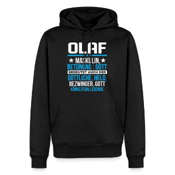 OLAF - Titan - Männer Premium Bio Hoodie - Schwarz - Vorne - Nico (187cm)