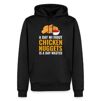 Chicken Nuggets Fast Food Lustiger Spruch - Männer Premium Bio Hoodie - Schwarz - Vorne - Nico (187cm)