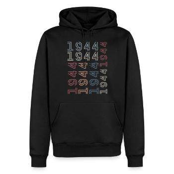 Jahrgang 1944 Geburtstagsgeschenk 1944 Retro 1944 - Männer Premium Bio Hoodie - Schwarz - Vorne - Nico (187cm)