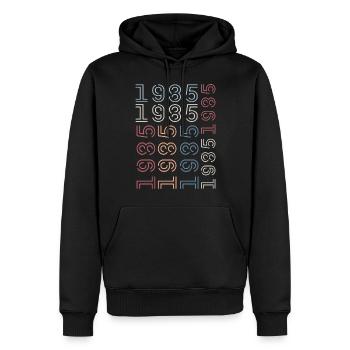 Jahrgang 1985 Geburtstagsgeschenk 1985 Retro 1985 - Männer Premium Bio Hoodie - Schwarz - Vorne - Nico (187cm)