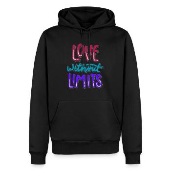 Love Without Limits Always - Men’s Premium Organic Hoodie - black - Front - Nico (187cm)