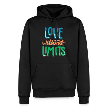 Love Without Limits - Men’s Premium Organic Hoodie - black - Front - Nico (187cm)