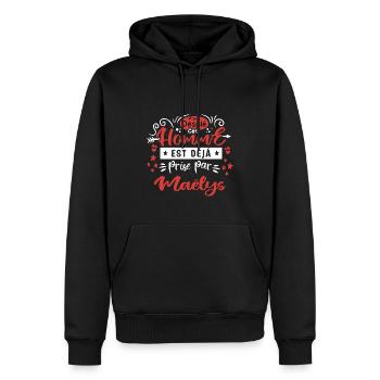 Cadeau Homme déja pris par Maelys - Sweat à capuche Premium bio Homme - noir - Devant - Nico (187cm)