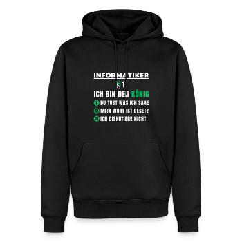 Computer Scientist Gift - I'm the King - Men’s Premium Organic Hoodie - black - Front - Nico (187cm)