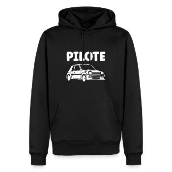 Humour pilote de rallye - Sweat à capuche Premium bio Homme - noir - Devant - Nico (187cm)