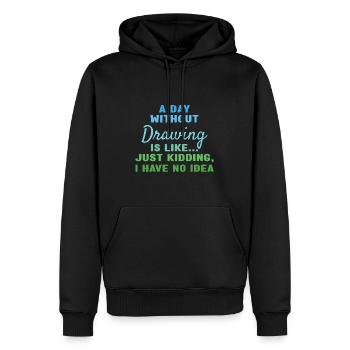Tiroir Un jour sans dessin - Sweat à capuche Premium bio Homme - noir - Devant - Nico (187cm)