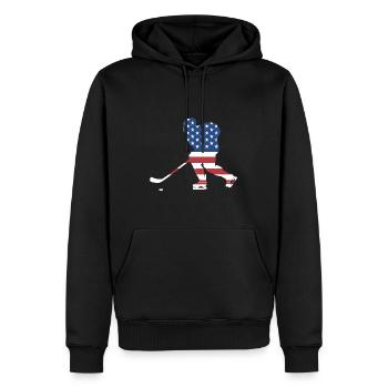 Sport Us Flag Ice Hockey - Männer Premium Bio Hoodie - Schwarz - Vorne - Nico (187cm)