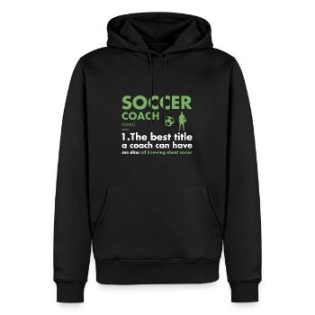 Entraîneur sportif Définition Soccer - Sweat à capuche Premium bio Homme - noir - Devant - Nico (187cm)