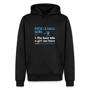 Sport Girl Definition Pickleball - Men’s Premium Organic Hoodie - black - Front - Nico (187cm)