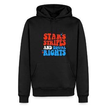 Rayures étoilées et égalité - Sweat à capuche Premium bio Homme - noir - Devant - Nico (187cm)