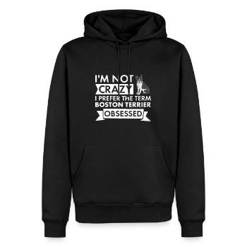 I Prefer Term Boston Terrier Obsessed - Männer Premium Bio Hoodie - Schwarz - Vorne - Nico (187cm)