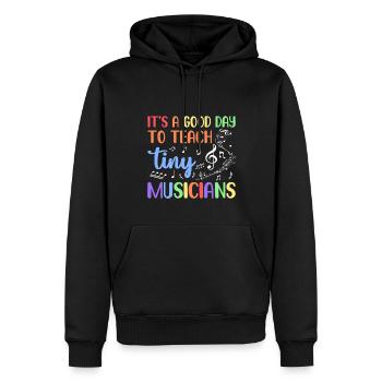 C’est une bonne journée pour enseigner aux petits musiciens - Sweat à capuche Premium bio Homme - noir - Devant - Nico (187cm)