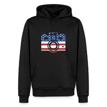 Photographe Us Flag Photography - Sweat à capuche Premium bio Homme - noir - Devant - Nico (187cm)