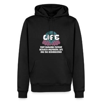 Life Das Peinliche Moment Zwischen Leben - Männer Premium Bio Hoodie - Schwarz - Vorne - Nico (187cm)