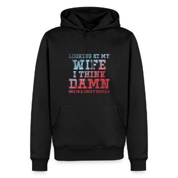 En regardant ma femme, je me dis que c’est bon sang - Sweat à capuche Premium bio Homme - noir - Devant - Nico (187cm)