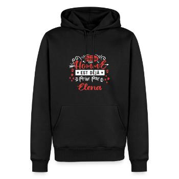 Cadeau Homme déja pris par Elena - Sweat à capuche Premium bio Homme - noir - Devant - Nico (187cm)