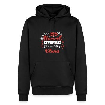 Cadeau Homme déja pris par Olivia - Sweat à capuche Premium bio Homme - noir - Devant - Nico (187cm)