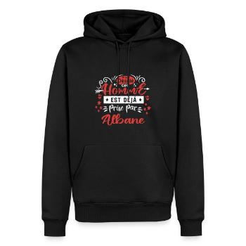 Cadeau Homme déja pris par Albane - Sweat à capuche Premium bio Homme - noir - Devant - Nico (187cm)