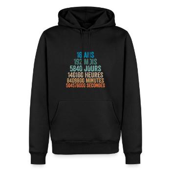 16 Ans Anniversaire - cadeau d'anniversaire - Sweat à capuche Premium bio Homme - noir - Devant - Nico (187cm)