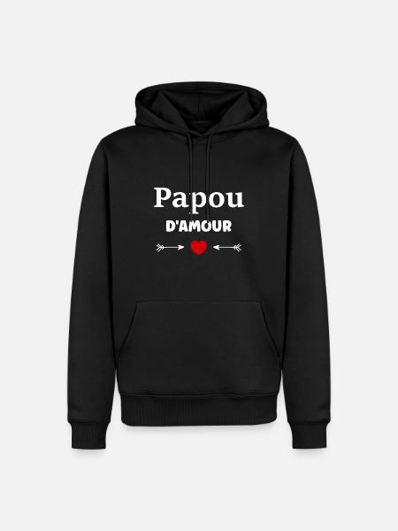 papou d'amour - Sweat à capuche Premium bio Homme - noir