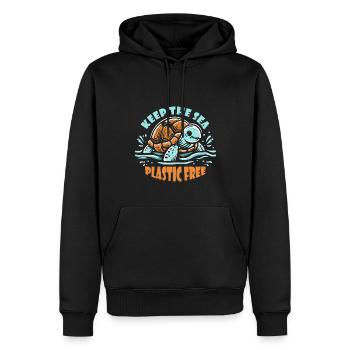 Keep The Sea Plastic Free Schildkröte Motiv - Männer Premium Bio Hoodie - Schwarz - Vorne - Nico (187cm)