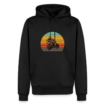 Motocyclisme au coucher du soleil - Sweat à capuche Premium bio Homme - noir - Devant - Nico (187cm)