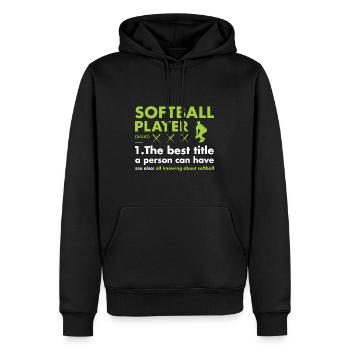 Définition du joueur sportif Softball - Sweat à capuche Premium bio Homme - noir - Devant - Nico (187cm)