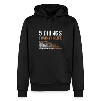 5 choses que je veux dans la vie teckel - Sweat à capuche Premium bio Homme - noir - Devant - Nico (187cm)