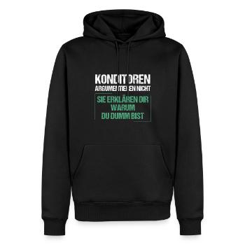 Confectioners don't argue - Men’s Premium Organic Hoodie - black - Front - Nico (187cm)