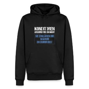 Confectioners don't argue - Men’s Premium Organic Hoodie - black - Front - Nico (187cm)