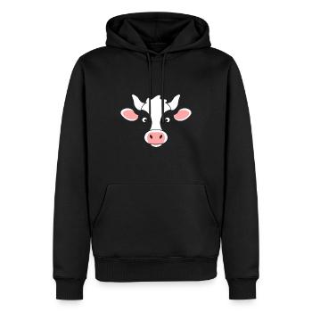 vache - Sweat à capuche Premium bio Homme - noir - Devant - Nico (187cm)